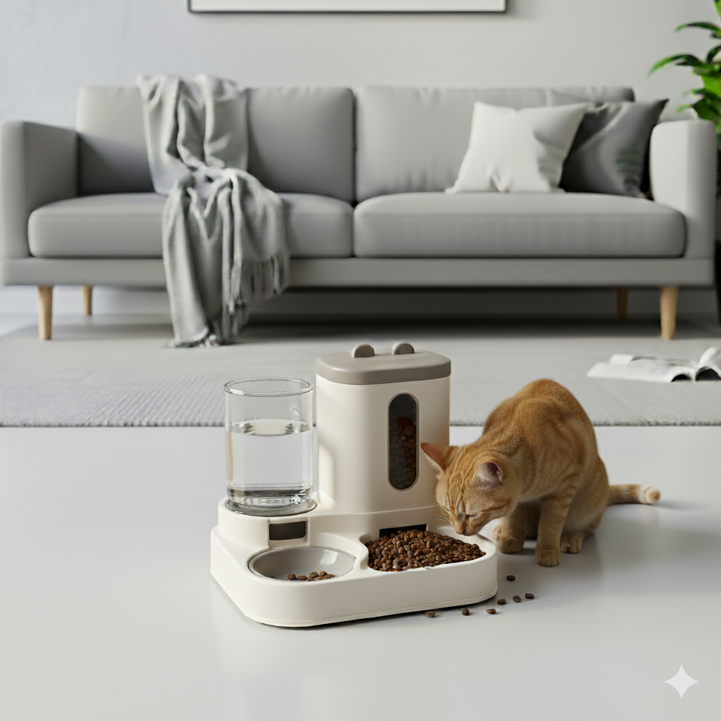 2-in-1 Automatic Cat Food & Water Dispenser